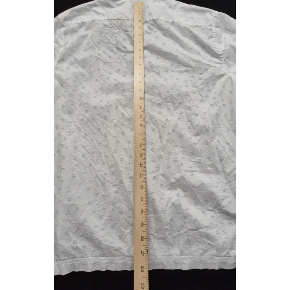 Banana Republic men's white short sleeve‎ button up blue print slim fit LG